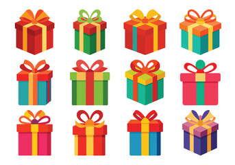 Fototapeta premium Colorful Gift Boxes Vector Illustration for Holiday Celebrations and Special Occasions
