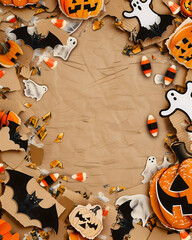 Vintage halloween cardboard background with rustic edges