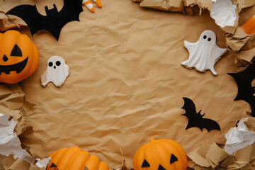 Halloween invitation background with rustic cardboard look