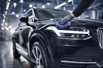 Black Suv Detailing In Car Wash Facility