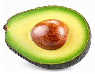 Halved Avocado with Seed on White Background Healthy Eating and Vibrant Colors