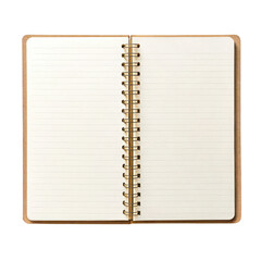 Top view of open spiral bound notebook with blank pages ready for notes and ideas