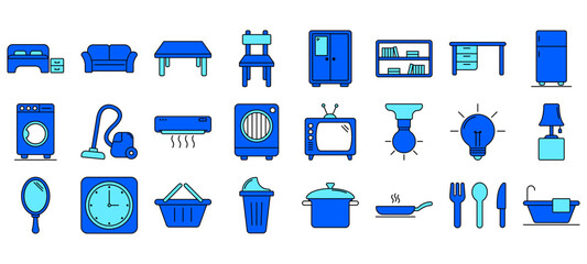 Set of home necessities Icons or symbols Vector fully editable file.