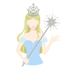 Vector art of The “Good Witch of the South” with her dress and magic wand.Reminiscent of the Wizard of Oz and other fairy tales.	