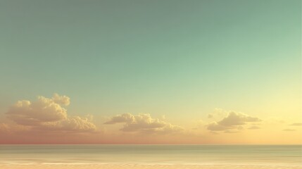 Soft gradient pastel sky stretching over the horizon, paired with a minimal seascape that leaves plenty of copy space for text, logos, or design elements, creating a calm and gentle natural scene.