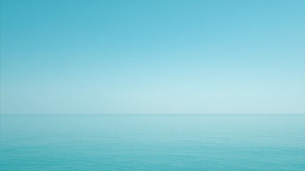 Fototapeta premium Soft gradient pastel sky stretching over the horizon, paired with a minimal seascape that leaves plenty of copy space for text, logos, or design elements, creating a calm and gentle natural scene.