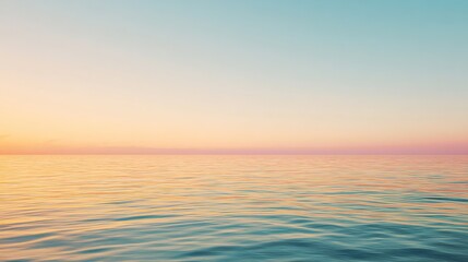 Obraz premium Soft gradient pastel sky stretching over the horizon, paired with a minimal seascape that leaves plenty of copy space for text, logos, or design elements, creating a calm and gentle natural scene.