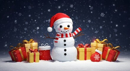 Dreamy Chibi Snowman Winter Wonderland