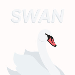 Logo White Swan Flat bird vector illustration.