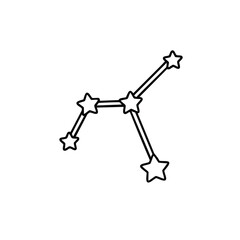 Naklejka premium Simple black and white line drawing of a constellation with five connected stars in a minimalist style