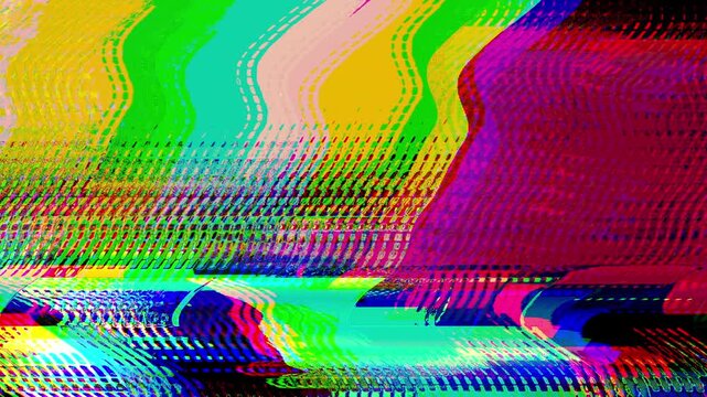 Professional glitch tv screen distortion overlay transition with RGB color split and damaged error block for futuristic video and film editing