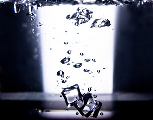 1.High Contrast Ice Cubes in Water with Air Bubbles.
