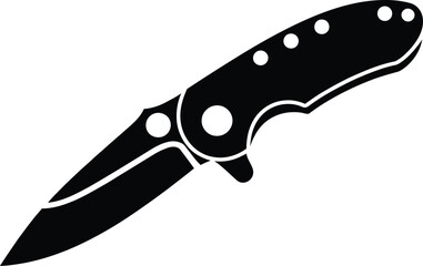 Black folding knife with white accents pocket knife