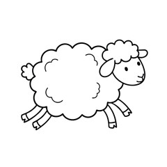 Obraz premium Cute cartoon style fluffy sheep with curly wool and simple facial features jumping in mid-air illustration