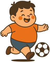 Cute Cartoon Boy Playing Soccer Illustration
