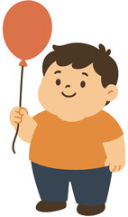 Cute Cartoon Boy Holding Red Balloon Illustration
