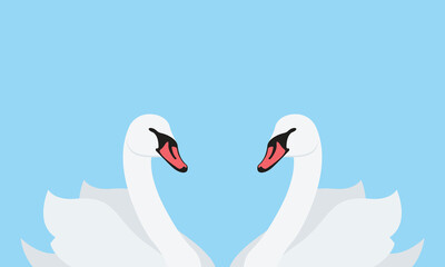 Logo White Swan Flat bird vector illustration.