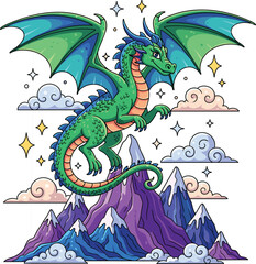 Basic RGBFantasy Dragon AI Concept &ndash; Vector Style Illustration