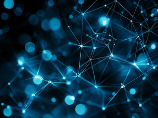 Abstract blue network: glowing nodes and connections