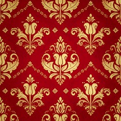 Ornate red and gold damask pattern