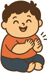 Cartoon Kid Clapping Hands Cute Illustration