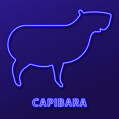 capibara neon sign, modern glowing banner design, colorful modern design trend on black background. Vector illustration.