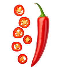 Vibrant red chili pepper whole and sliced showing fiery seeds fresh ingredient for cooking