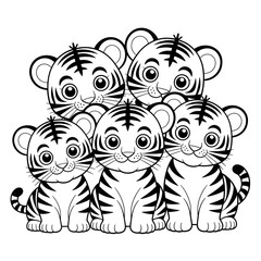 Cute Baby Tigers Illustration | Jungle, Wildlife, Safari, Animals, Nature, Kids Coloring