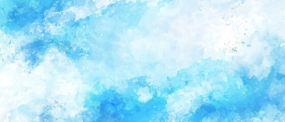 Obraz premium Abstract watercolor wash: sky blue and white hues blend softly