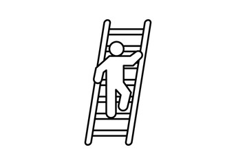 Icono negro de persona ascendiendo escaleras