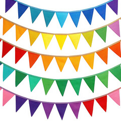 Vibrant fabric bunting flags create colorful festive decorations for parties celebrations events