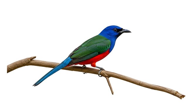 Vibrant Oriental Dollarbird perched peacefully on a dry branch