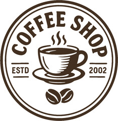 Vintage Coffee Shop Logo EST 2002 - Retro Coffee Cup Emblem
