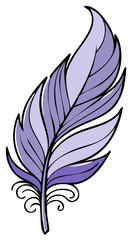 Obraz premium Elegant Purple Feather Illustration, Detailed Design with Swirls, Plume Graphic Art