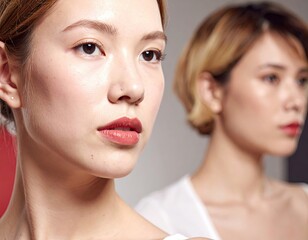Close Up of Two Young Women with Glowing Skin