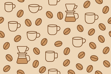 Coffee Pattern Illustration - Coffee Beans, Cups, and Pour Over Vector