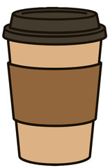 Coffee To Go Cup with Sleeve - Takeaway Hot Drink Illustration