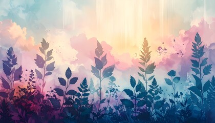 Fototapeta premium Colorful Lush Forest Sunrise Scene.