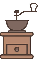 Manual Coffee Grinder Illustration - Vintage Hand Crank Coffee Mill