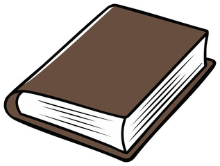 Closed Book with Brown Cover, Illustrated Binding for Reading and Education Themes