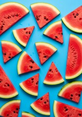 Watermelon Slices on Azure Backdrop Refreshing Summertime Delight