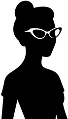 Elegant Retro Woman Silhouette with Glasses | Vintage Lady Illustration