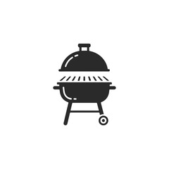 Grill icon in flat design is ideal for any summer barbecue menu. Grill icon represents outdoor cooking, portable barbecue grill and simple backyard party design. Grill icon conveys warmth, fun,