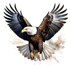 Obraz premium Majestic eagle in flight, watercolor style