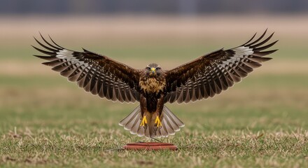 Majestic hawk in flight, wings outstretched, a stunning display of power and freedom in nature, perfect for wildlife projects