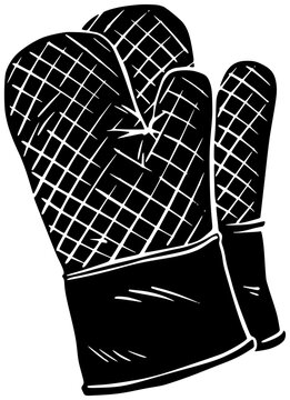 black oven mitts graphic clip art preview