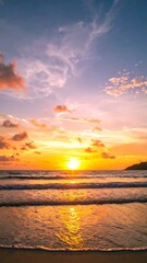 Naklejka premium Blurry sunset over tropical beach