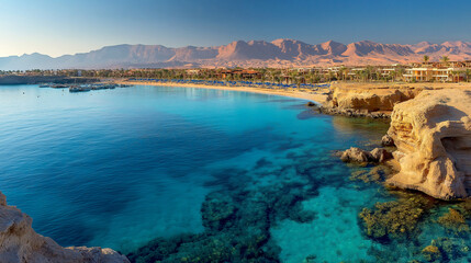 Coast of Red Sea coastline in Sharm El Sheikh, Egypt, Sinai