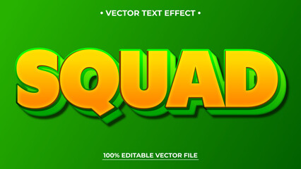 Bold Squad Text Effect with Green and Orange Colors Editable Vector File