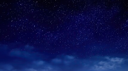 Obraz premium Blue night sky dotted with scattered stars, offering wide copy space for text, logos, or design elements, and exuding a surreal calm mood that creates a peaceful and dreamy nighttime scene.